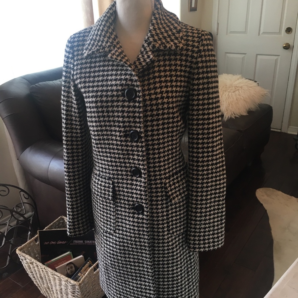 Black and white wool coat